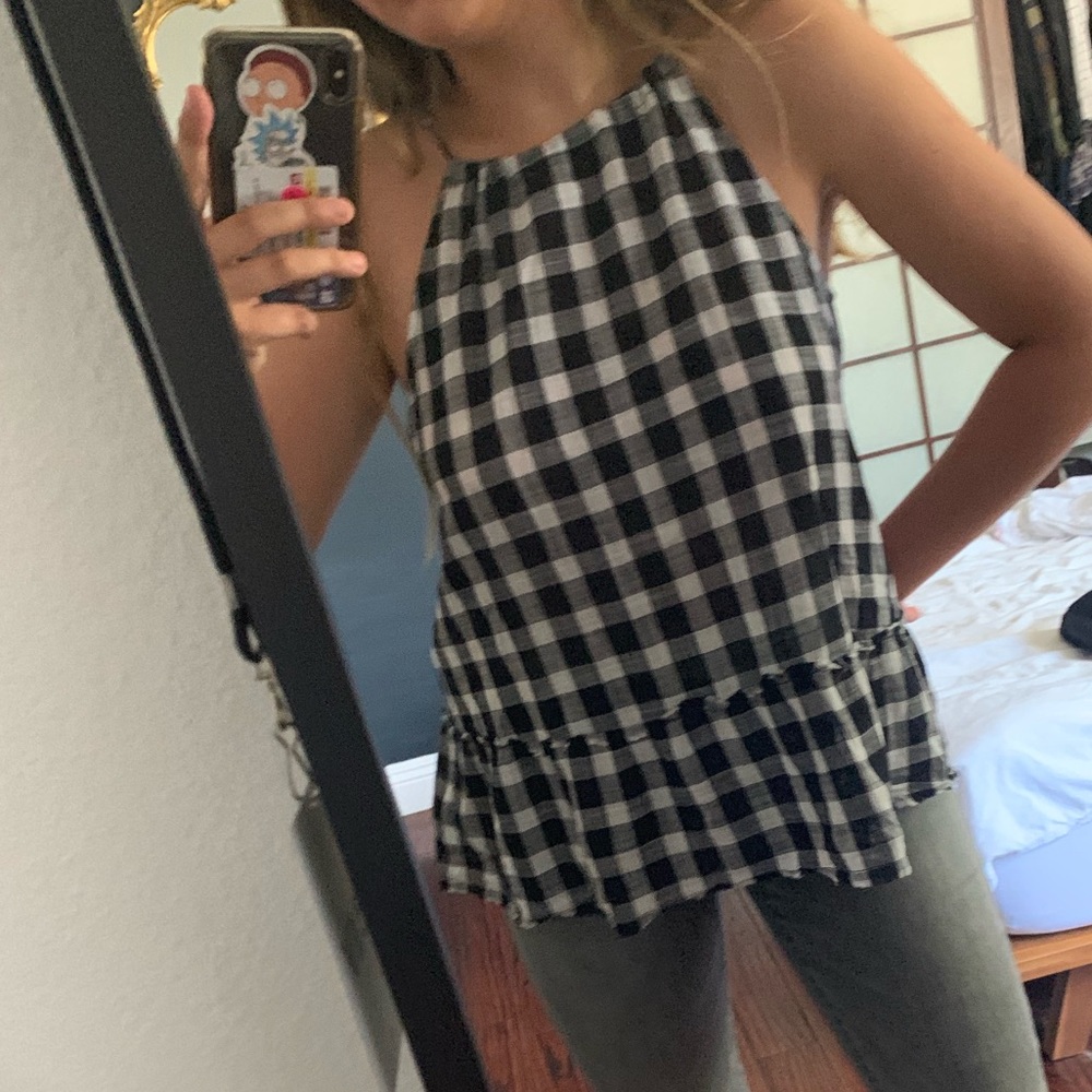 Anthropologie Gingham Top Size S